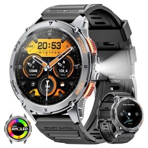 Smart Watch with Black and Silver Design